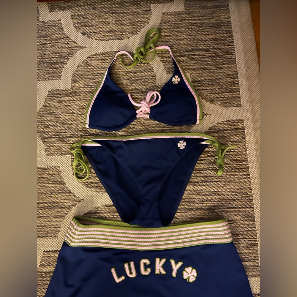 LUCKY brand 3 piece bikini/swim skirt
